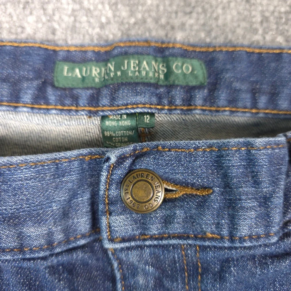 Lauren Ralph Lauren Studded Jeans Women 12 Blue Cotton Bootcut Embellished Denim